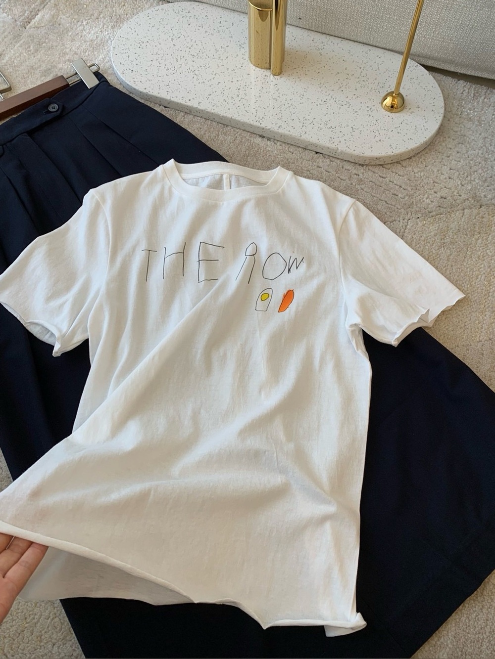 THE ROW Italian hand-printed logo cut-off T-shirt